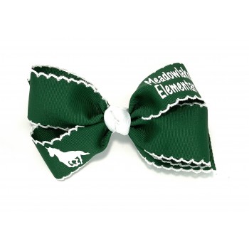 Meadowlake (Forest Green) / White Pico Stitch Bow - 5 Inch